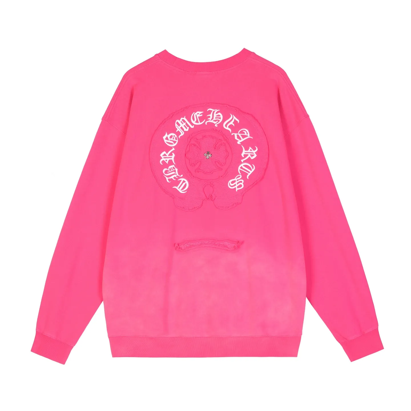 P310 Chrome Hearts Chrome Hearts Cross Horseshoe Sanskrit Washed Tie-Dye Sweatshirt Size: SMLXL Color: Pink Black